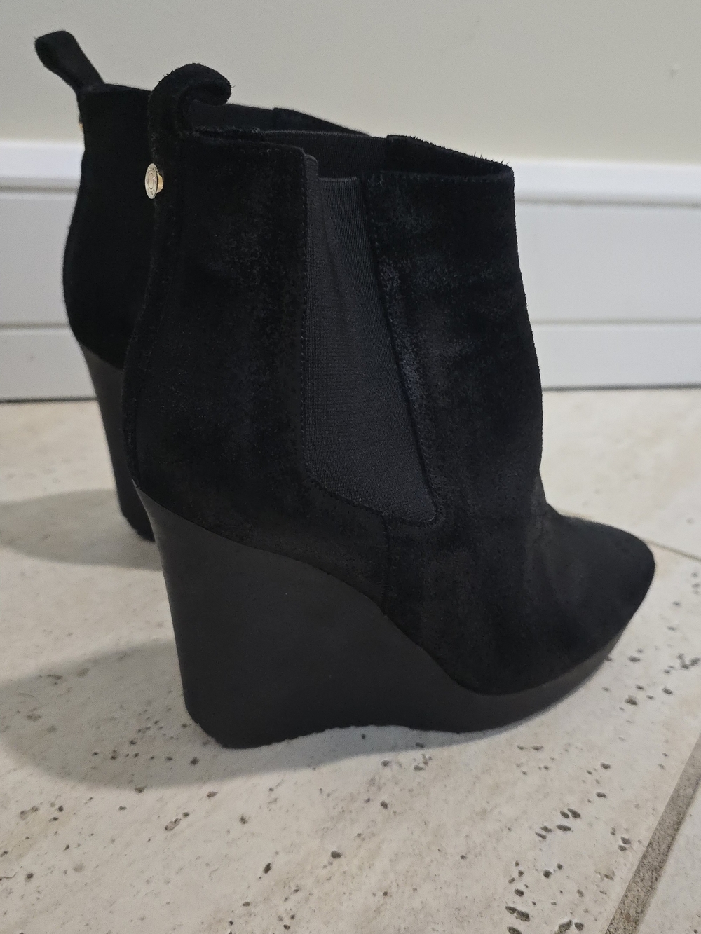 Jimmy Choo Black Suede Wedge Ankle Booties
